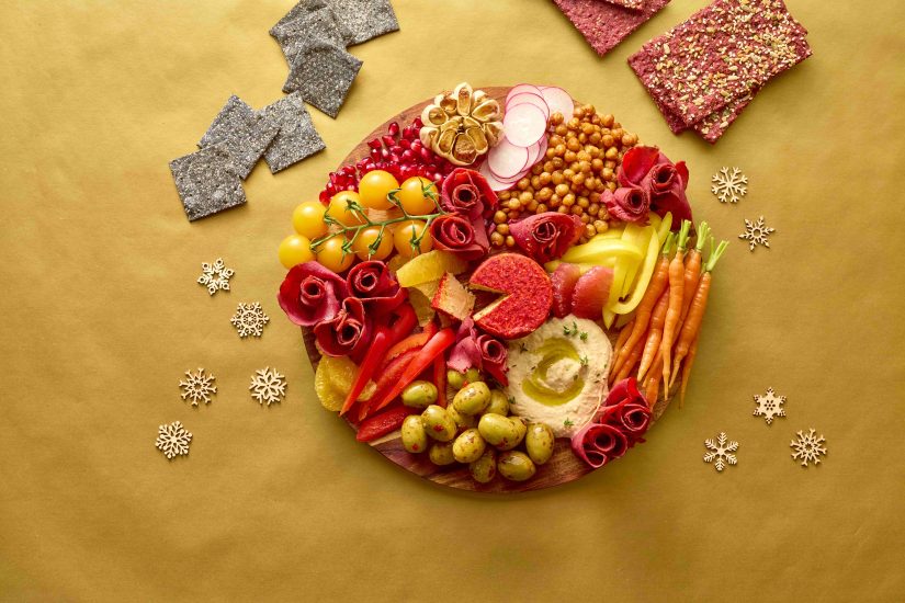 Festive vegan recipe: Charcuterie Board with Squeaky Bean Pastrami Roses