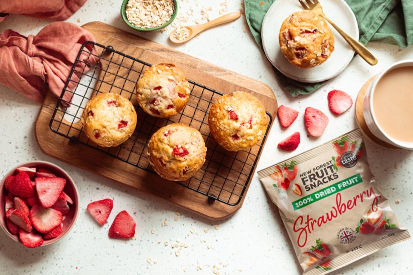 Air Fryer Strawberry and Banana Oat Muffins