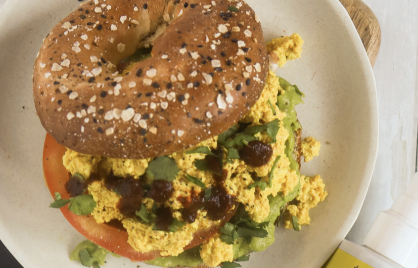 Scrambled Tofu Bagel