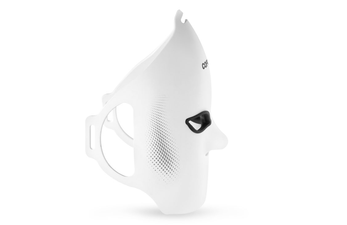 Rachel Ducker using Correxiko LED Light Therapy Mask at home